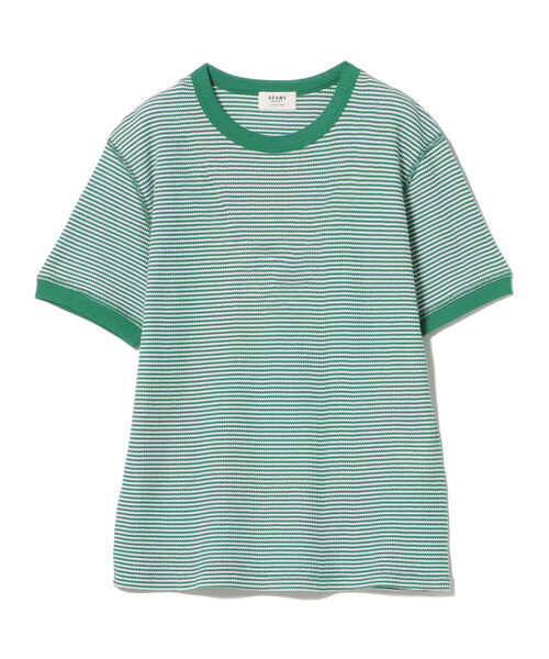 BEAMS HEART(ビームスハート)の「BEAMS HEART / ワッフルボーダー プルオーバー(Tシャツ/カットソー・レディース・ネイビー/レッド/グリーン・FREE)」の2枚目の写真