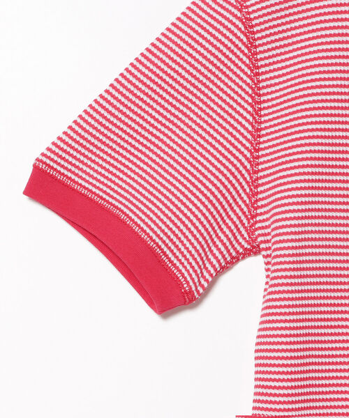 BEAMS HEART(ビームスハート)の「BEAMS HEART / ワッフルボーダー プルオーバー(Tシャツ/カットソー・レディース・ネイビー/レッド/グリーン・FREE)」の6枚目の写真