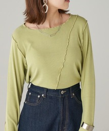 Chaco closet | 細リブメローアシメデザイン切り替えカットソー(Tシャツ/カットソー)