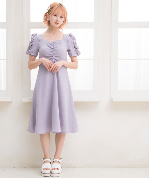 Newlyme(ニューリーミー)の「フロントギャザーワンピース(シャツワンピース・レディース・ホワイト/オレンジ/ラベンダー/ブラック・MEDIUM)」の10枚目の写真