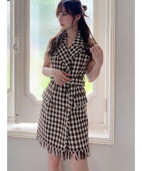 RESEXXY(リゼクシー)の「ツイードテーラーベスト(テーラードジャケット・レディース・ブラック/ブルー/ブラウン・FREE)」の1枚目の写真