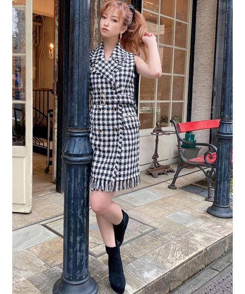 RESEXXY(リゼクシー)の「ツイードテーラーベスト(テーラードジャケット・レディース・ブラック/ブルー/ブラウン・FREE)」の6枚目の写真