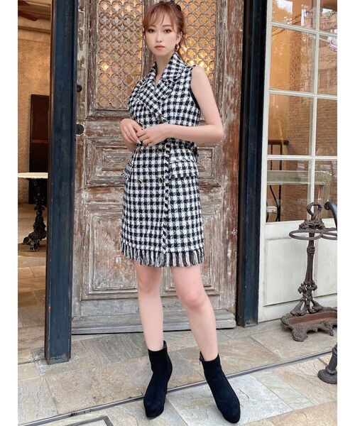 RESEXXY(リゼクシー)の「ツイードテーラーベスト(テーラードジャケット・レディース・ブラック/ブルー/ブラウン・FREE)」の7枚目の写真