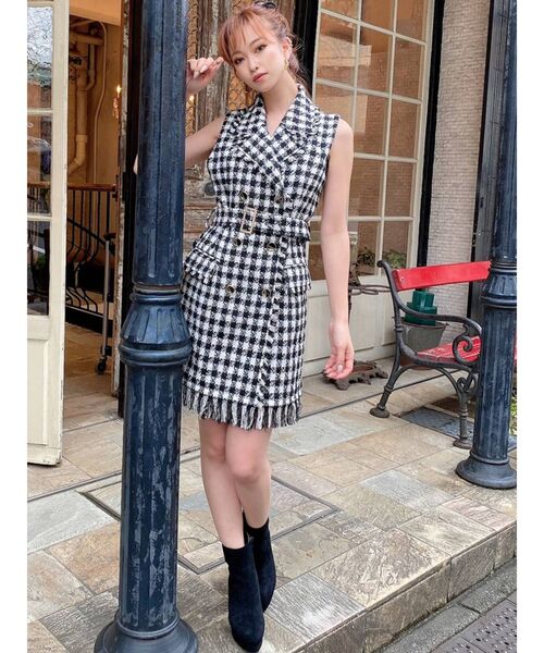 RESEXXY(リゼクシー)の「ツイードテーラーベスト(テーラードジャケット・レディース・ブラック/ブルー/ブラウン・FREE)」の8枚目の写真