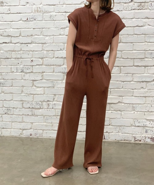 CIAOPANIC（チャオパニック）の「バックオープンデザインリブサロペット（サロペット/オーバーオール・レディース・ブラウン/ブラック・FREE）」の22枚目の写真