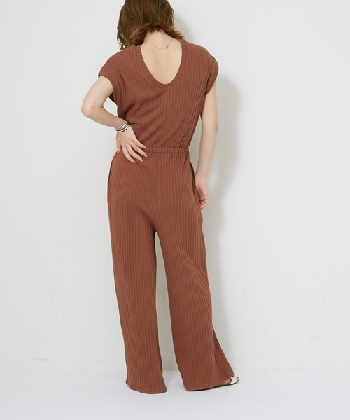 CIAOPANIC（チャオパニック）の「バックオープンデザインリブサロペット（サロペット/オーバーオール・レディース・ブラウン/ブラック・FREE）」の15枚目の写真