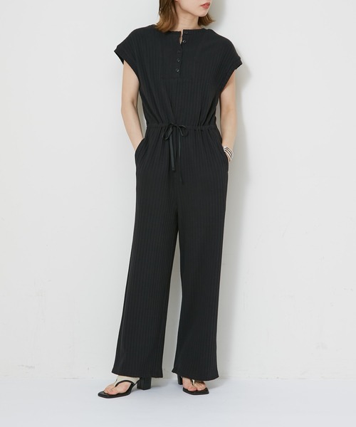 CIAOPANIC（チャオパニック）の「バックオープンデザインリブサロペット（サロペット/オーバーオール・レディース・ブラウン/ブラック・FREE）」の3枚目の写真