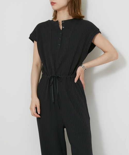 CIAOPANIC（チャオパニック）の「バックオープンデザインリブサロペット（サロペット/オーバーオール・レディース・ブラウン/ブラック・FREE）」の7枚目の写真