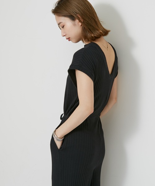 CIAOPANIC（チャオパニック）の「バックオープンデザインリブサロペット（サロペット/オーバーオール・レディース・ブラウン/ブラック・FREE）」の10枚目の写真