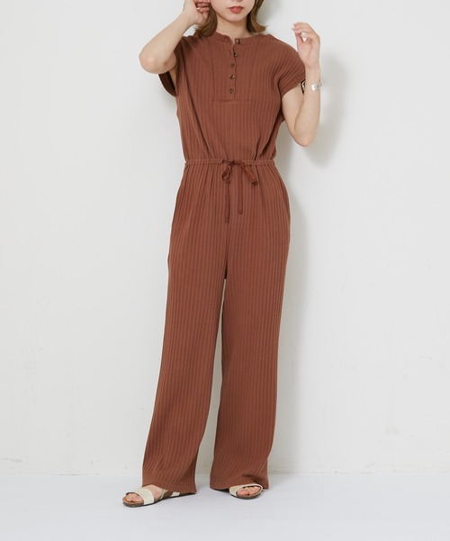 CIAOPANIC（チャオパニック）の「バックオープンデザインリブサロペット（サロペット/オーバーオール・レディース・ブラウン/ブラック・FREE）」の14枚目の写真