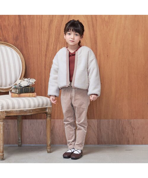 apres les cours（アプレレクール）の「WEB限定 リバーシブルボアジャケット_ウォッシャブル（その他アウター・キッズ・カーキ/ピンク/アイボリー・90/100/110/120/80/130/140）」の15枚目の写真