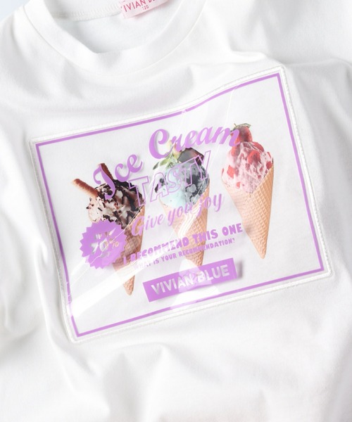 VIVIAN BLUE(ビビアンブルー)の「【VIVIAN BLUE】シートプリントTシャツ(Tシャツ/カットソー・キッズ・ホワイト/ライム・120/130/140/155)」の3枚目の写真