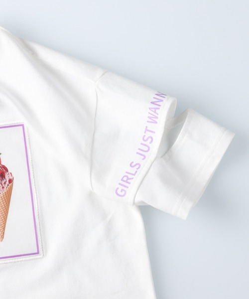 VIVIAN BLUE(ビビアンブルー)の「【VIVIAN BLUE】シートプリントTシャツ(Tシャツ/カットソー・キッズ・ホワイト/ライム・120/130/140/155)」の4枚目の写真