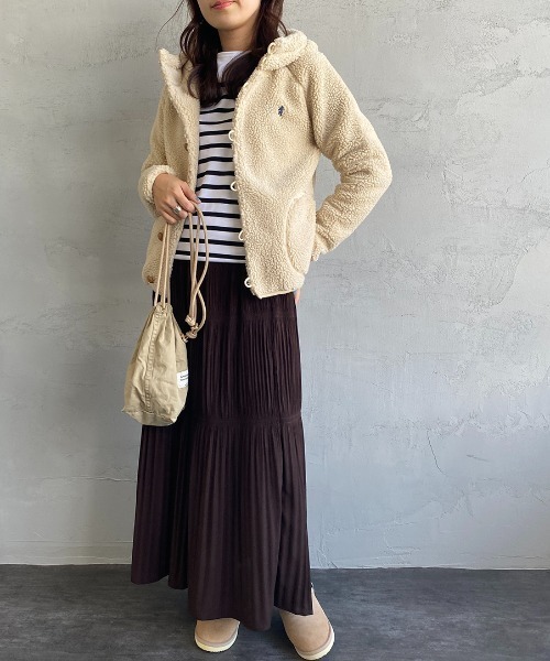 GYMPHLEX（ジムフレックス）の「[Gymphlex/ジムフレックス] ボアフードパーカー（その他アウター・レディース・ネイビー/モカ/ヘザーグレー/オフホワイト/チャコール・XL/L/14/M/16）」の6枚目の写真