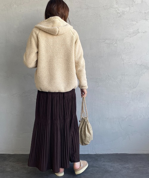 GYMPHLEX（ジムフレックス）の「[Gymphlex/ジムフレックス] ボアフードパーカー（その他アウター・レディース・ネイビー/モカ/ヘザーグレー/オフホワイト/チャコール・XL/L/14/M/16）」の7枚目の写真