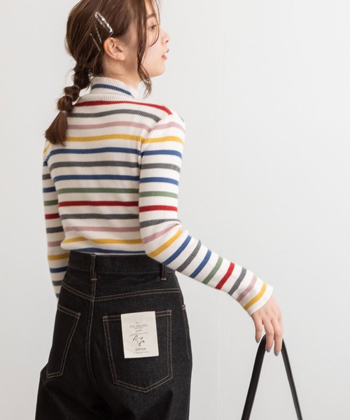 POU DOU DOU（プードゥドゥ）の「シアバターリブニット（ニット/セーター・レディース・ベージュ/ブルー/アイボリー/ダークグレー・3）」の2枚目の写真