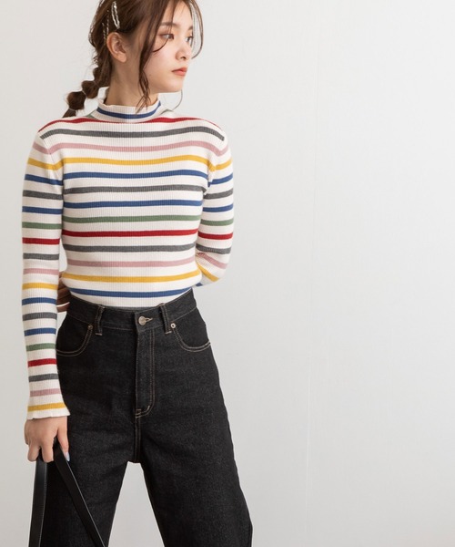 POU DOU DOU（プードゥドゥ）の「シアバターリブニット（ニット/セーター・レディース・ベージュ/ブルー/アイボリー/ダークグレー・3）」の5枚目の写真