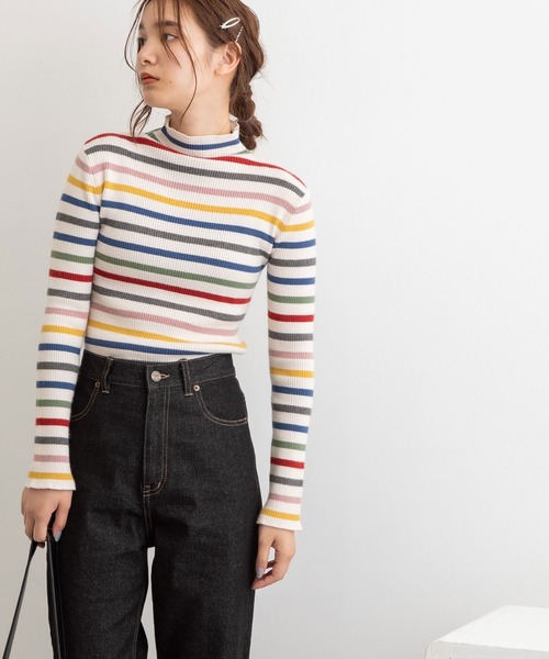 POU DOU DOU（プードゥドゥ）の「シアバターリブニット（ニット/セーター・レディース・ベージュ/ブルー/アイボリー/ダークグレー・3）」の6枚目の写真