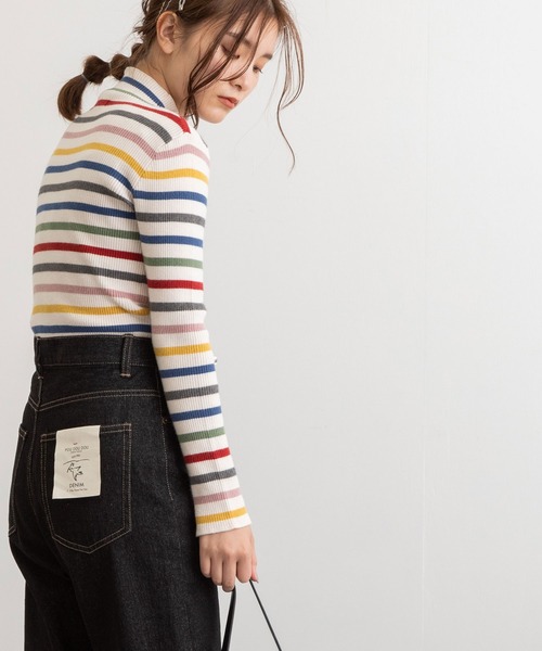 POU DOU DOU（プードゥドゥ）の「シアバターリブニット（ニット/セーター・レディース・ベージュ/ブルー/アイボリー/ダークグレー・3）」の7枚目の写真