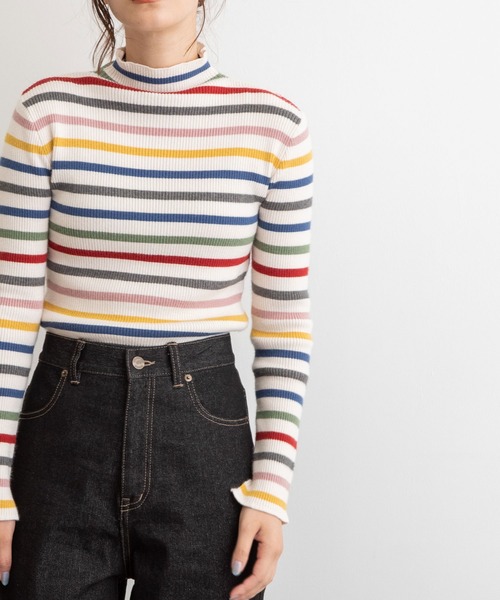 POU DOU DOU（プードゥドゥ）の「シアバターリブニット（ニット/セーター・レディース・ベージュ/ブルー/アイボリー/ダークグレー・3）」の8枚目の写真