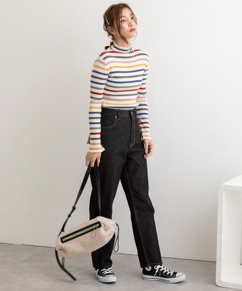 POU DOU DOU（プードゥドゥ）の「シアバターリブニット（ニット/セーター・レディース・ベージュ/ブルー/アイボリー/ダークグレー・3）」の11枚目の写真