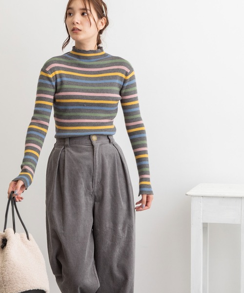 POU DOU DOU（プードゥドゥ）の「シアバターリブニット（ニット/セーター・レディース・ベージュ/ブルー/アイボリー/ダークグレー・3）」の12枚目の写真