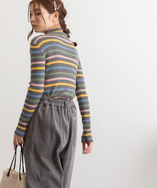 POU DOU DOU（プードゥドゥ）の「シアバターリブニット（ニット/セーター・レディース・ベージュ/ブルー/アイボリー/ダークグレー・3）」の13枚目の写真