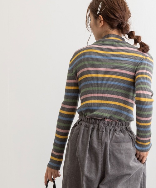 POU DOU DOU（プードゥドゥ）の「シアバターリブニット（ニット/セーター・レディース・ベージュ/ブルー/アイボリー/ダークグレー・3）」の14枚目の写真