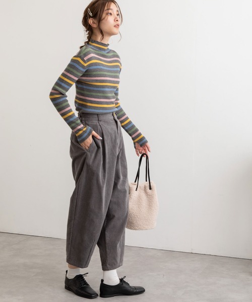 POU DOU DOU（プードゥドゥ）の「シアバターリブニット（ニット/セーター・レディース・ベージュ/ブルー/アイボリー/ダークグレー・3）」の18枚目の写真