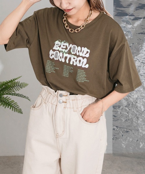 kutir(クティール)の「アソートプリントTシャツ(Tシャツ/カットソー・レディース・ホワイト/チャコールグレー/ダークブラウン/オフホワイト/ダークグレー/ラベンダー/オートミール・FREE)」の6枚目の写真