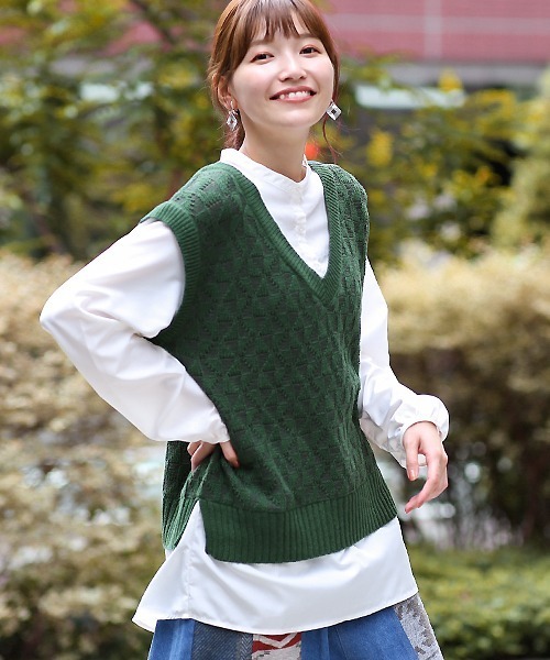 チチカカ（チチカカ）の「ジャカードニットドッキングプルオーバー（その他トップス・レディース・ブラック/ブラウン/グリーン・FREE）」の3枚目の写真