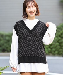 ジャカードニットドッキングプルオーバー