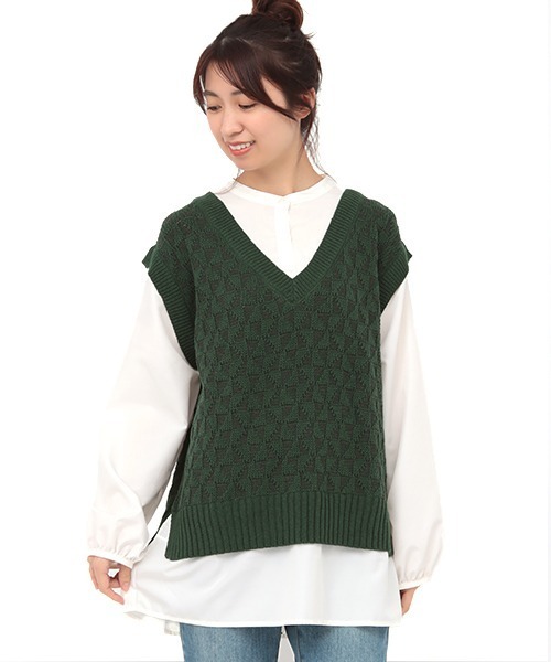 チチカカ（チチカカ）の「ジャカードニットドッキングプルオーバー（その他トップス・レディース・ブラック/ブラウン/グリーン・FREE）」の13枚目の写真