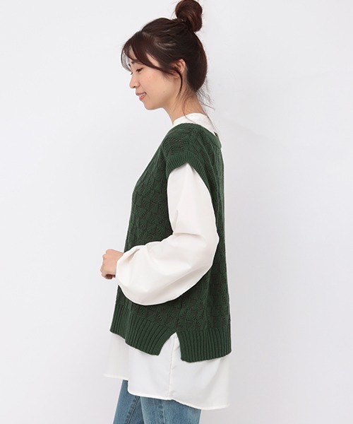 チチカカ（チチカカ）の「ジャカードニットドッキングプルオーバー（その他トップス・レディース・ブラック/ブラウン/グリーン・FREE）」の4枚目の写真