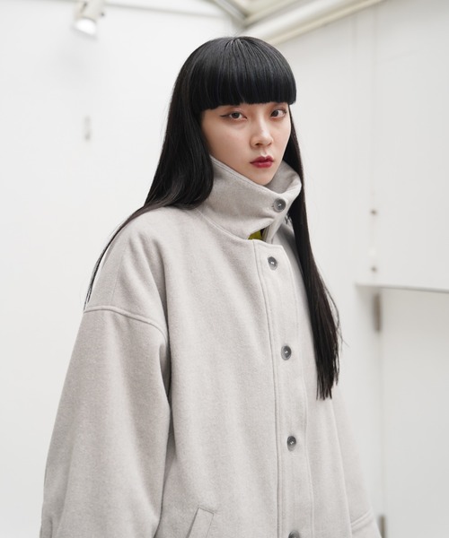 Happy John（ハッピージョン）の「cocoon shirt coat/コクーンシャツコート【3way】（ダウンジャケット/コート・レディース・オフホワイト/ブルーグレー・FREE）」の14枚目の写真