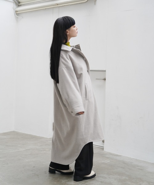 Happy John（ハッピージョン）の「cocoon shirt coat/コクーンシャツコート【3way】（ダウンジャケット/コート・レディース・オフホワイト/ブルーグレー・FREE）」の21枚目の写真