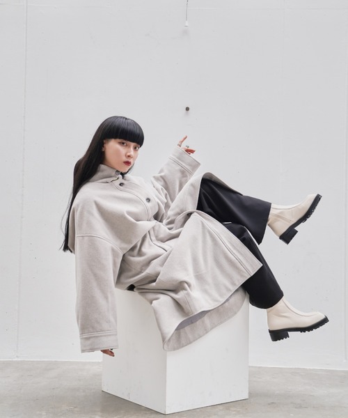 Happy John（ハッピージョン）の「cocoon shirt coat/コクーンシャツコート【3way】（ダウンジャケット/コート・レディース・オフホワイト/ブルーグレー・FREE）」の15枚目の写真