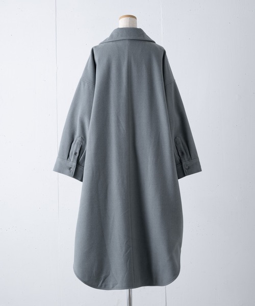 Happy John（ハッピージョン）の「cocoon shirt coat/コクーンシャツコート【3way】（ダウンジャケット/コート・レディース・オフホワイト/ブルーグレー・FREE）」の13枚目の写真