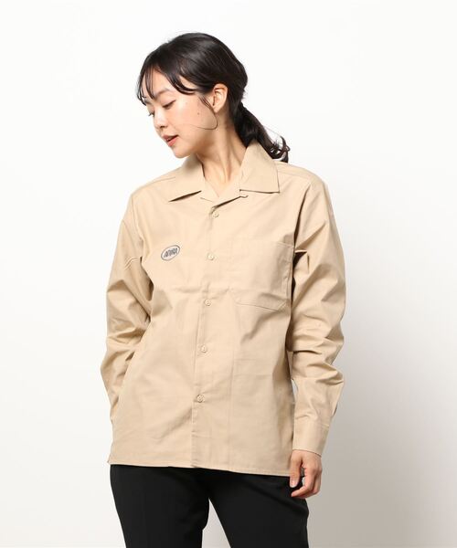 ADIRA（アディラ）の「ユニセックスオープンカラーL/Sシャツ（シャツ/ブラウス・レディース・ベージュ/ブラック/ネイビー・LARGE/SMALL）」の9枚目の写真