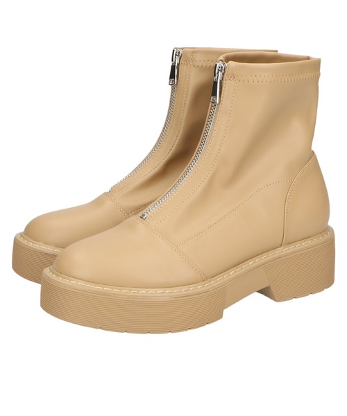 ORiental TRaffic（オリエンタルトラフィック）の「厚底フロントジップブーツ/11412（ブーツ・レディース・ブラック/ベージュ・LL/3L/SS/S/M/L）」の6枚目の写真