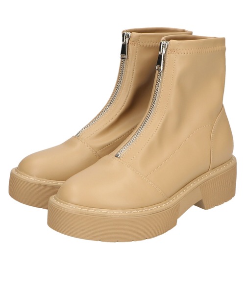 ORiental TRaffic（オリエンタルトラフィック）の「厚底フロントジップブーツ/11412（ブーツ・レディース・ブラック/ベージュ・LL/3L/SS/S/M/L）」の8枚目の写真