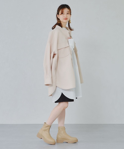 ORiental TRaffic（オリエンタルトラフィック）の「厚底フロントジップブーツ/11412（ブーツ・レディース・ブラック/ベージュ・LL/3L/SS/S/M/L）」の17枚目の写真