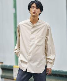 green label relaxing | S140 WSBLビエラ ルーズ バンドカラー シャツ -ウォッシャブル・ストレッチ-(シャツ/ブラウス)