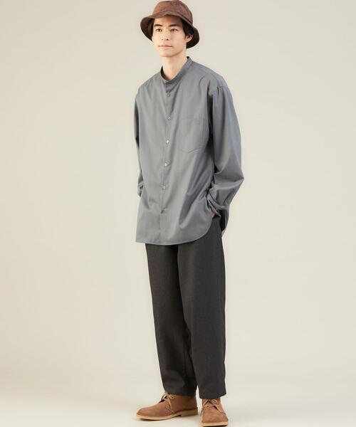 green label relaxing（グリーンレーベルリラクシング）の「OLT S140 WSBLビエラ ルーズ バンドカラー シャツ -ウォッシャブル・ストレッチ-（シャツ/ブラウス・メンズ・ベージュ/オフホワイト/ライトブルー・M/L/S）」の13枚目の写真