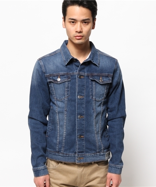 WEGO(ウィゴー)の「WEGO/ライクラストレッチデニムジャケット(デニムジャケット・メンズ・ライトインディゴブルー/ダークインディゴブルー/インディゴブルー・LARGE/MEDIUM/SMALL)」の12枚目の写真