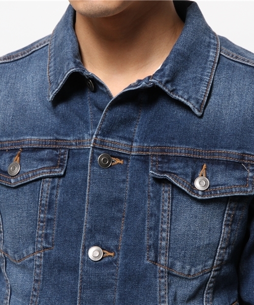 WEGO(ウィゴー)の「WEGO/ライクラストレッチデニムジャケット(デニムジャケット・メンズ・ライトインディゴブルー/ダークインディゴブルー/インディゴブルー・LARGE/MEDIUM/SMALL)」の7枚目の写真