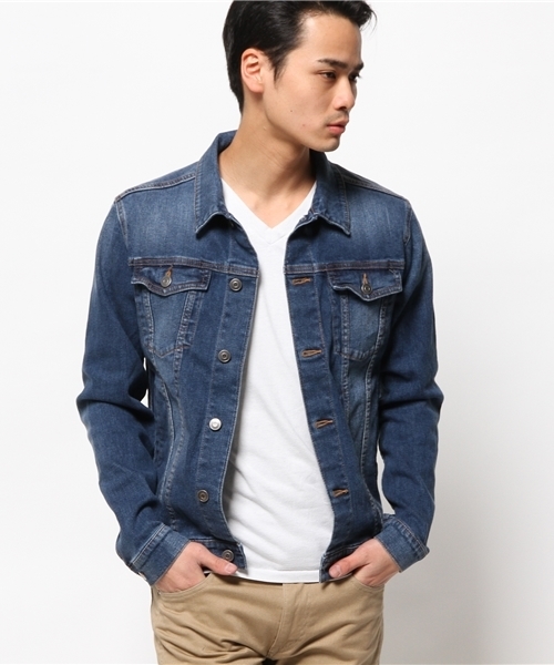 WEGO(ウィゴー)の「WEGO/ライクラストレッチデニムジャケット(デニムジャケット・メンズ・ライトインディゴブルー/ダークインディゴブルー/インディゴブルー・LARGE/MEDIUM/SMALL)」の14枚目の写真