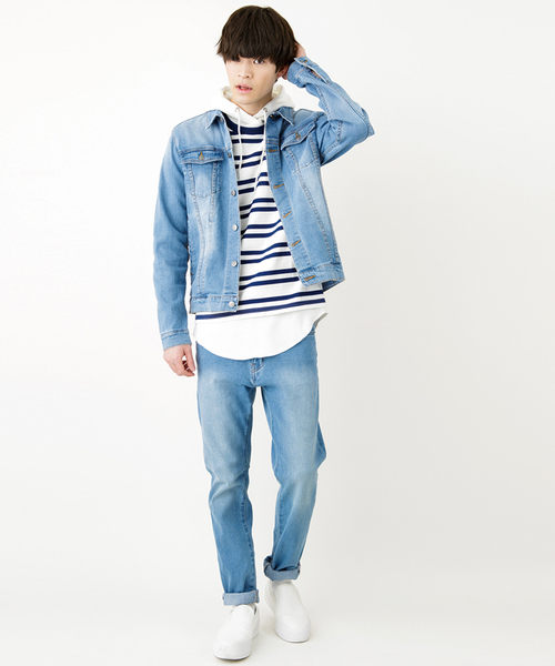 WEGO(ウィゴー)の「WEGO/ライクラストレッチデニムジャケット(デニムジャケット・メンズ・ライトインディゴブルー/ダークインディゴブルー/インディゴブルー・LARGE/MEDIUM/SMALL)」の17枚目の写真