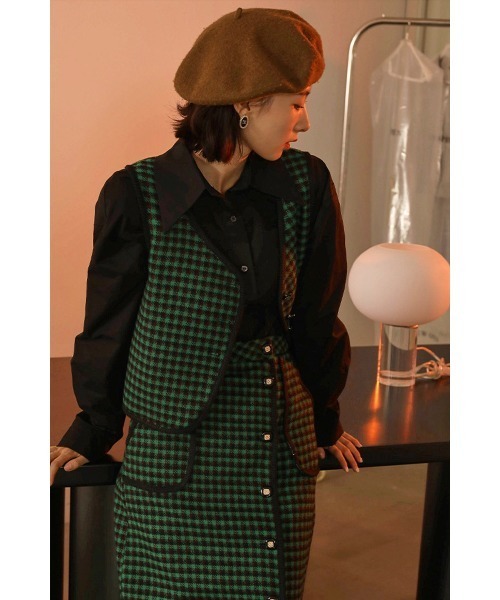 Leja（レジャ）の「【LEJA】ギンガムチェックライン切替スリットスカート（スカート・レディース・グリーン・SMALL/MEDIUM）」の2枚目の写真