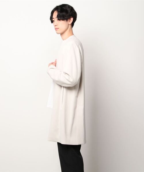 ATTACHMENT（アタッチメント）の「ダブルクロスノーカラーコート/PE/RY DOUBLE CLOTH COLLARLESS COAT（ノーカラーコート・メンズ・オフホワイト/ブラック/ブラウン・2）」の6枚目の写真